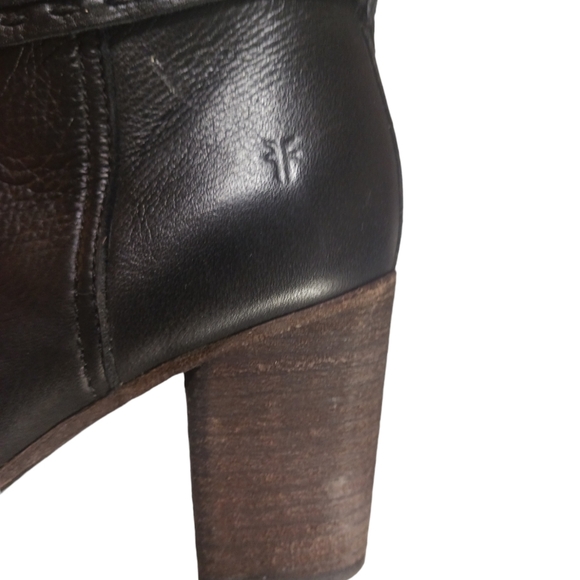Frye Naomi Black Leather Ankle Boot Braided Rope Detail Round Toe Size 9 - Picture 6 of 11